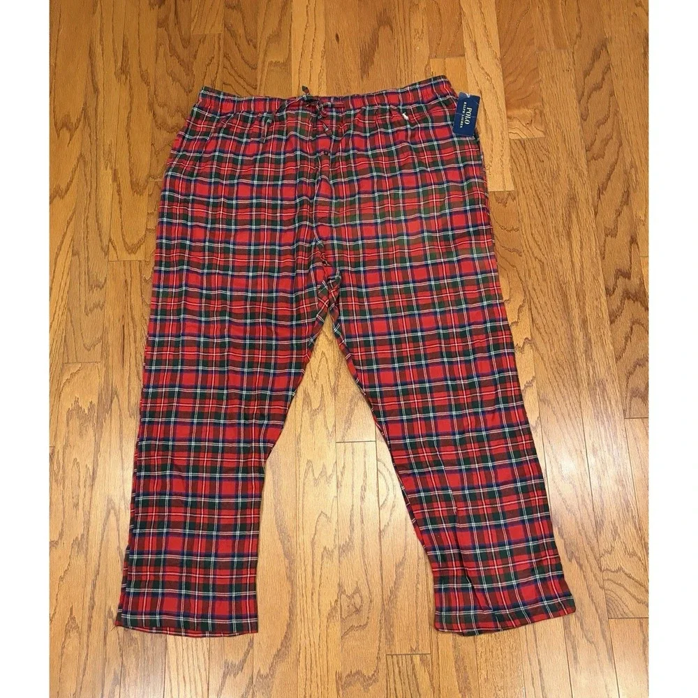 Polo Ralph Lauren Green Plaid Men's Medium 2XL Sleep Lounge Pajama Pants Flannel